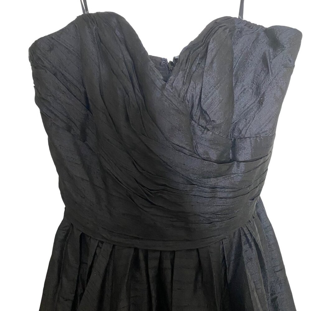Vintage Y2K ABS by Allen Schwartz Black Silk Strapless Evening Gown Sz 2 - Picture 4 of 11